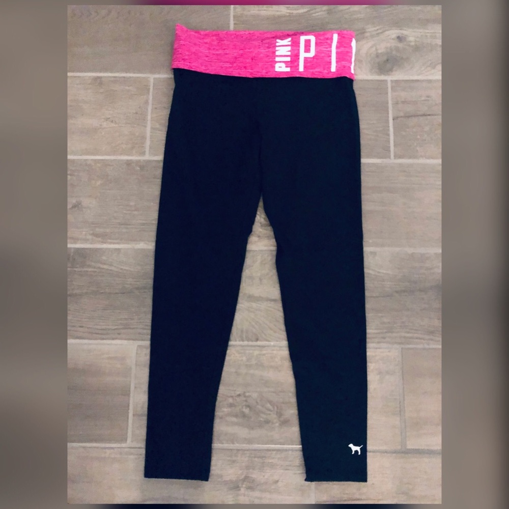 Pink Yoga fold over waist leggings